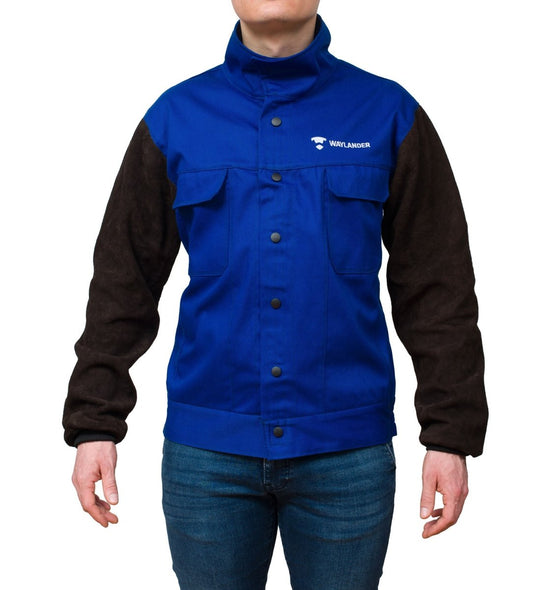 DVALIN Hybrid FR Welding Jacket Flame Retardant Cotton & Leather Sleeves - Waylander Welding