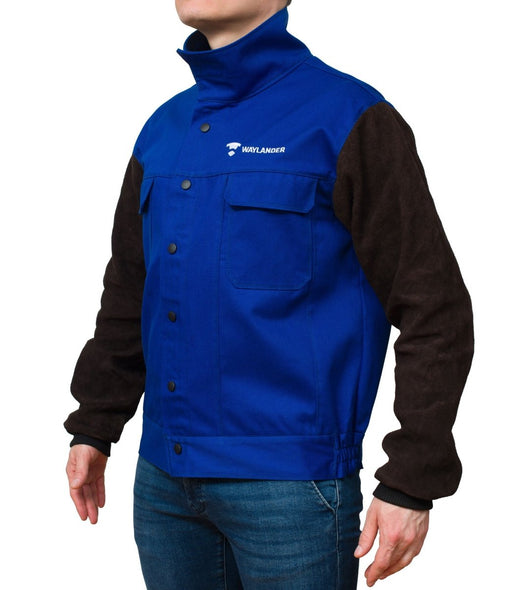 DVALIN Hybrid FR Welding Jacket Flame Retardant Cotton & Leather Sleeves - Waylander Welding
