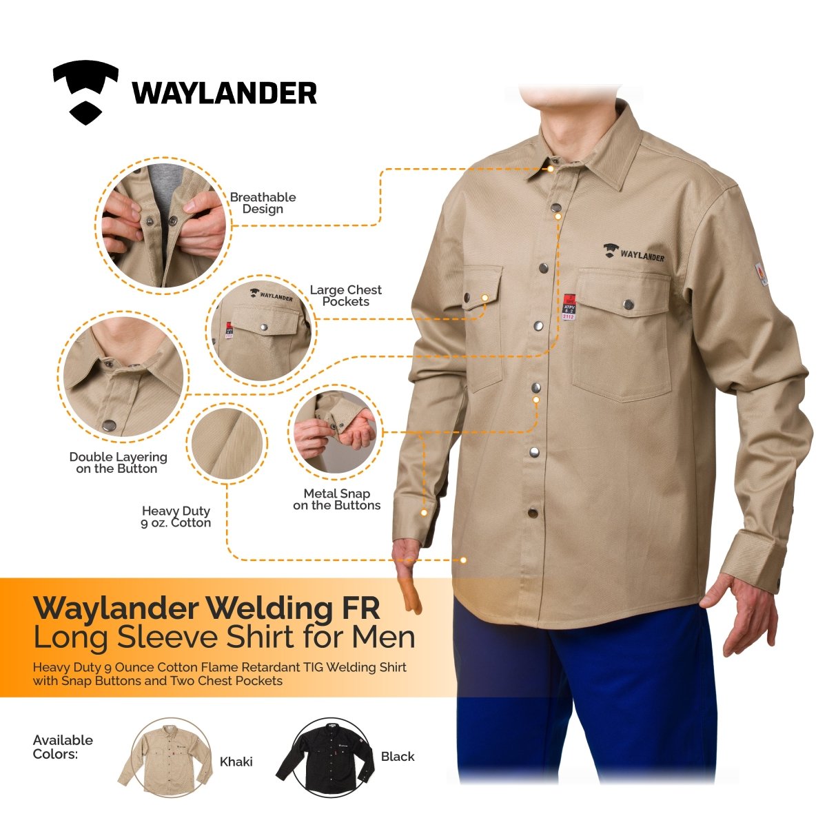BROKK FR Cotton Long Sleeve Welding Shirt 9oz - Waylander Welding