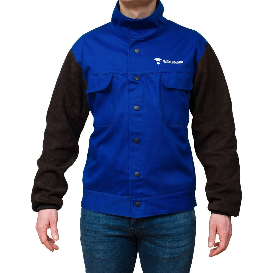 DVALIN Hybrid FR Welding Jacket Flame Retardant Cotton & Leather Sleeves - Waylander Welding