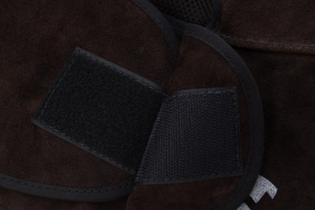 SHENWLD Heavy Duty Leather Welding Hood With Neck Drape & Electrode Bag - Cowhide Split Leather Cap For Protection