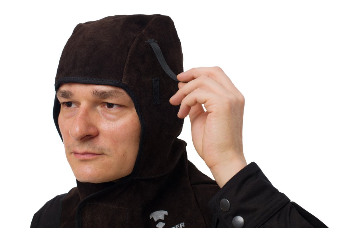 Leather Welding Hood with Neck Shoulder Drape - Waylander Welding